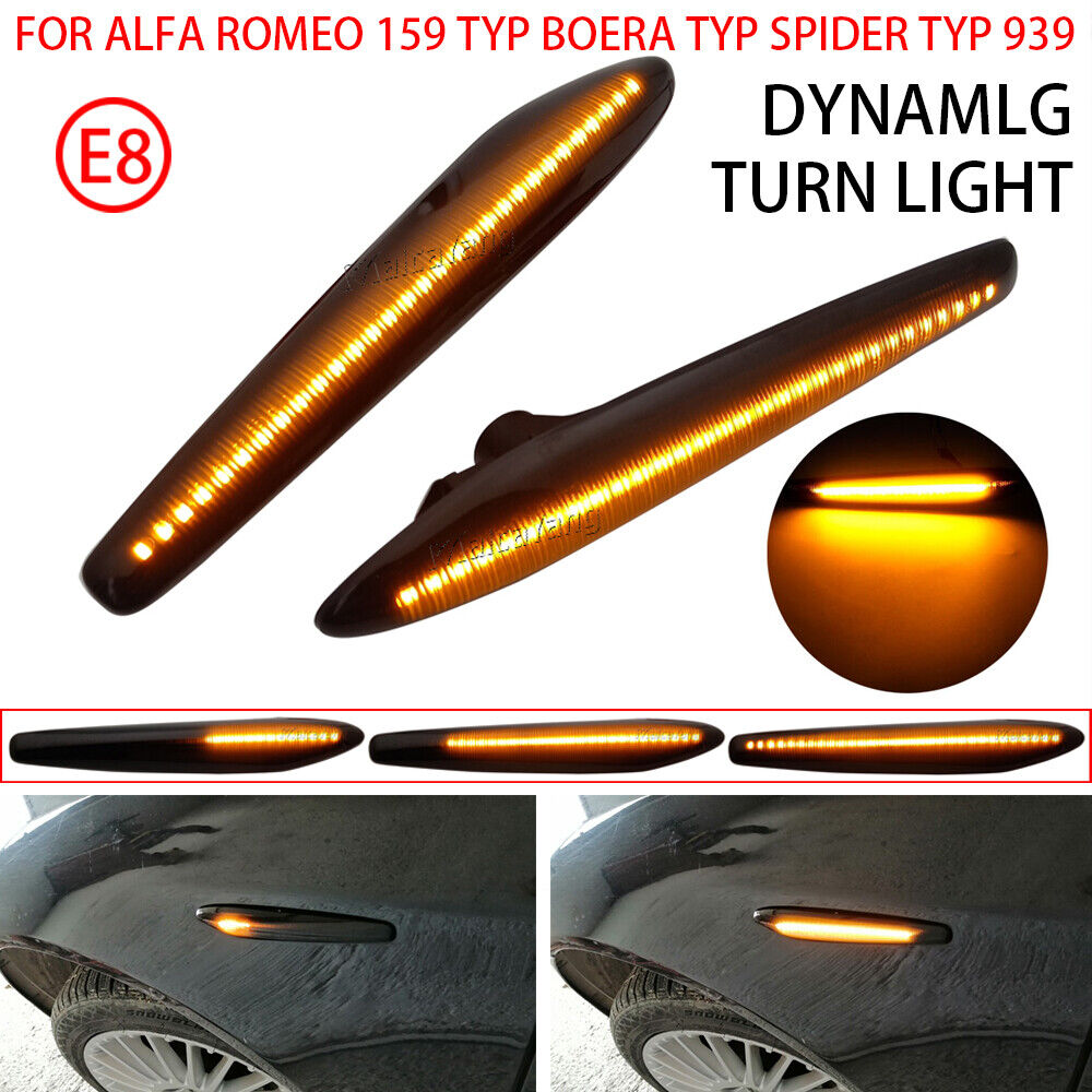 Black For Alfa Romeo Brera 939 2005 2006 2007-2012 LED Dynamic Side Marker Light