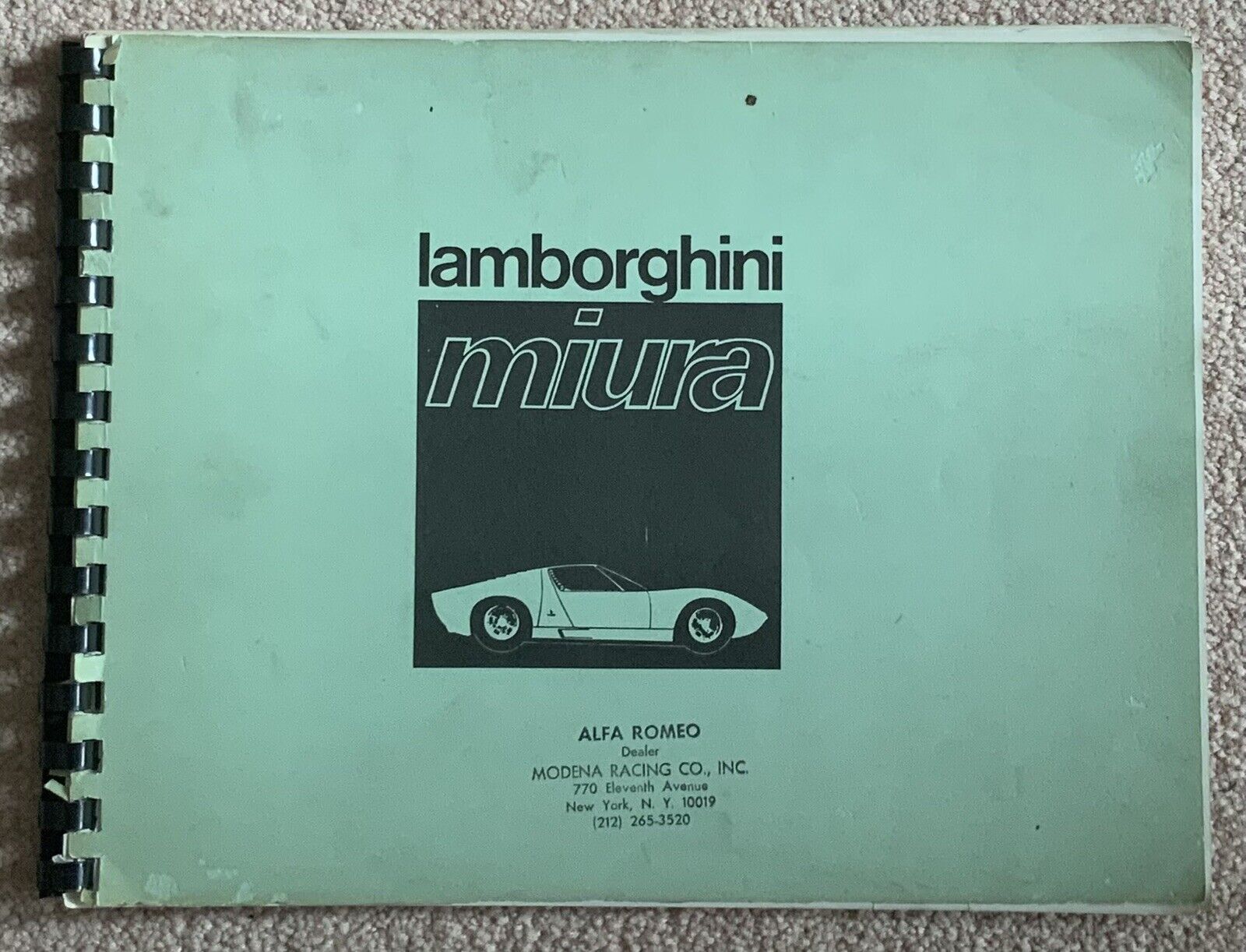 Lamborghini Miura Use and Maintenance manual; Original