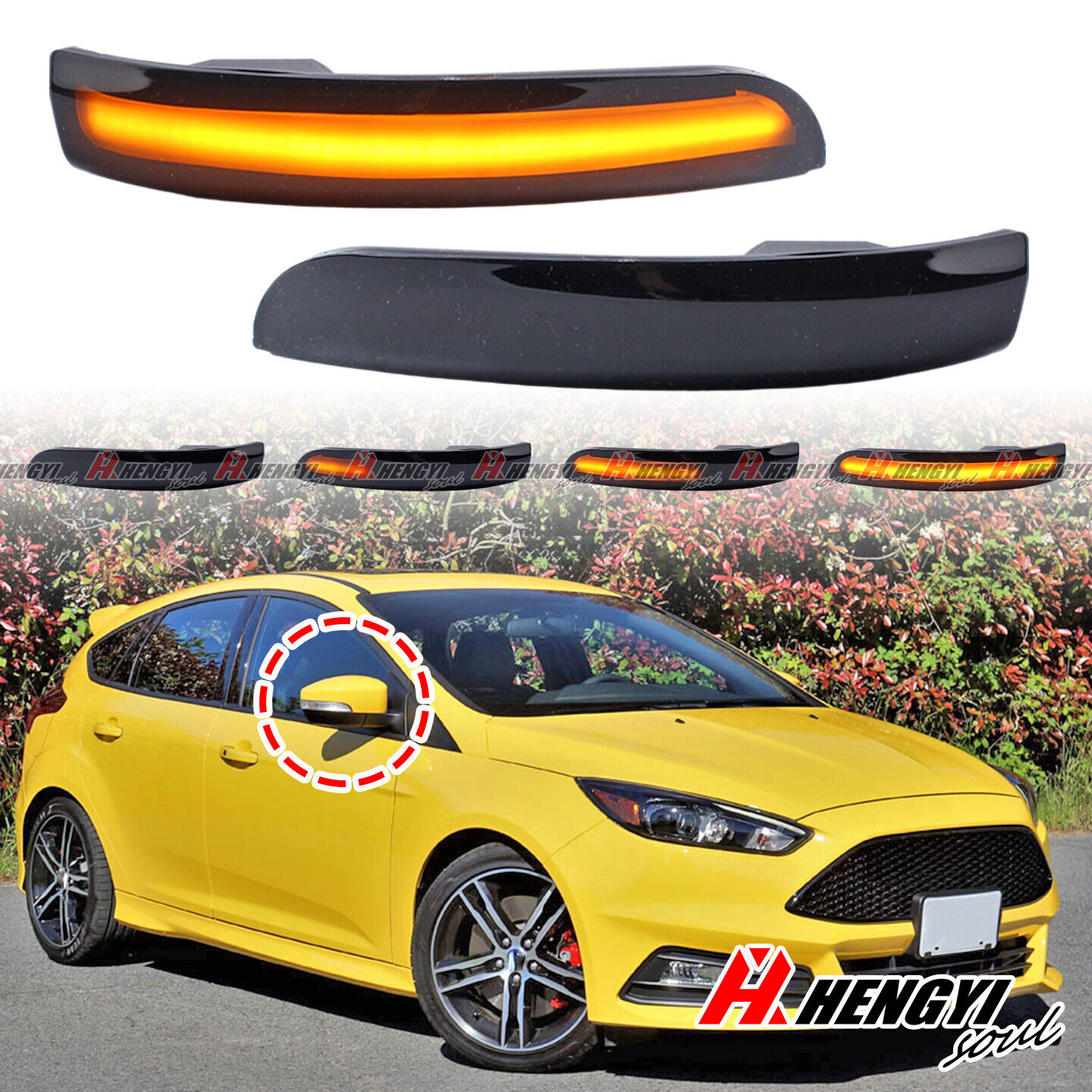 LED Sequential Side Marker Turn Signal Light For Ford Focus MK3 SE/ST/RS 2012-18