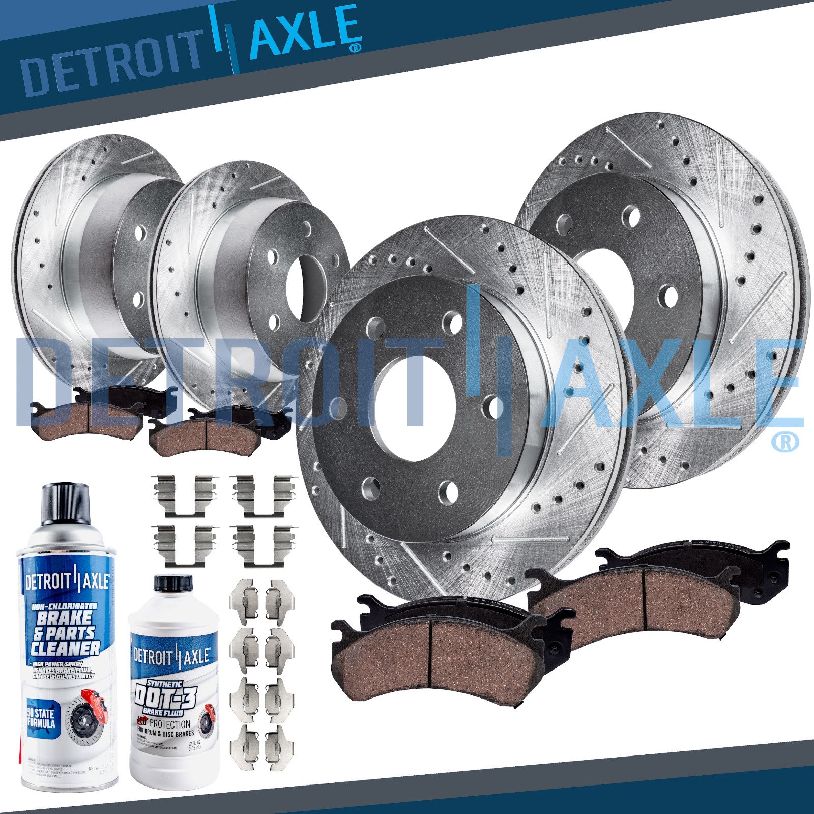 Front and Rear Brake Drilled Rotors Brake Pads for 2010 2011 Ford F-150 6 Lugs