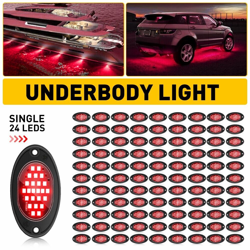 10x Red LED Rock Light Underbody Glow Neon Lamp Universal For Jeep Truck SUV N