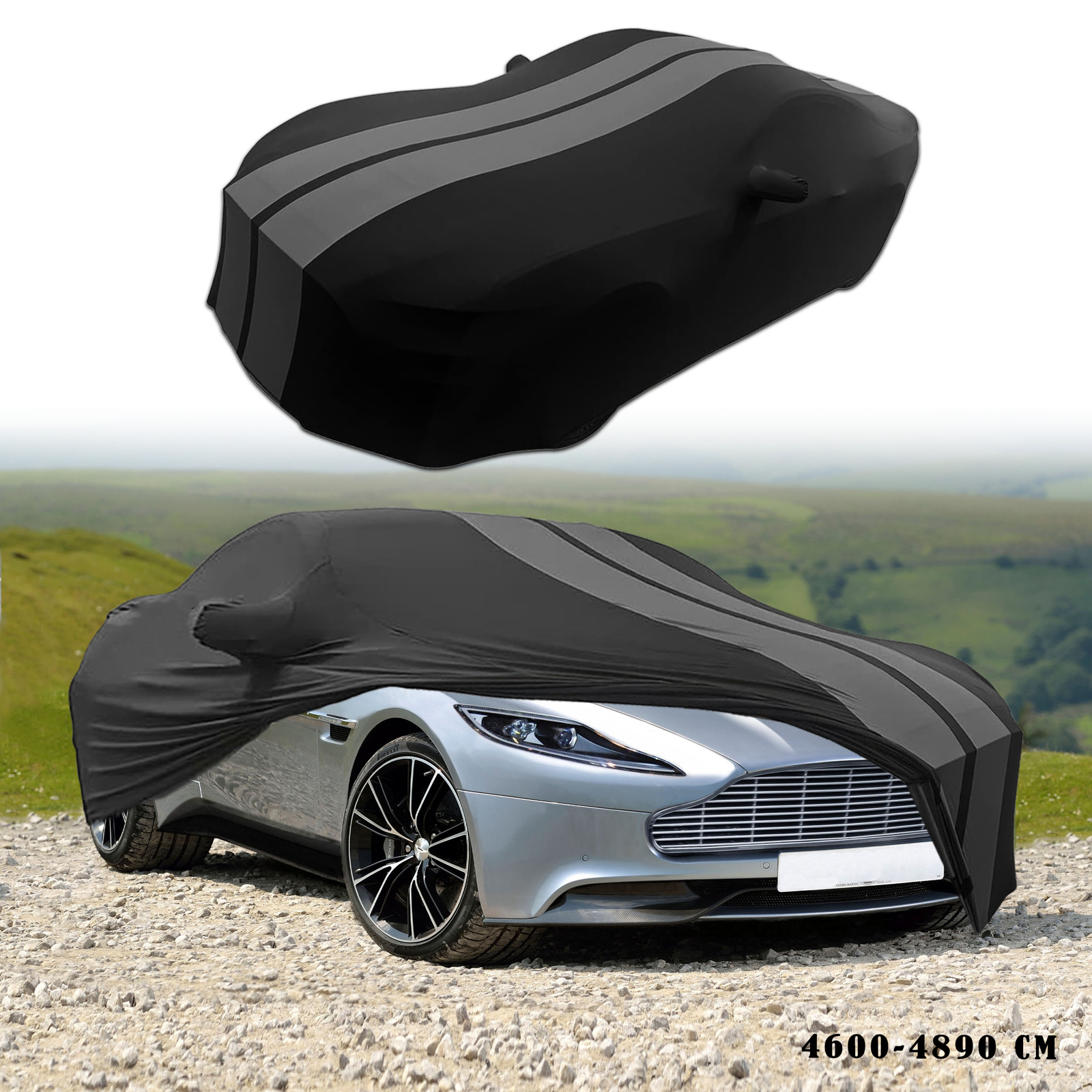 For Aston Martin DB9 GreyBlack Full Car Cover Satin Stretch Indoor Dust Proof A+