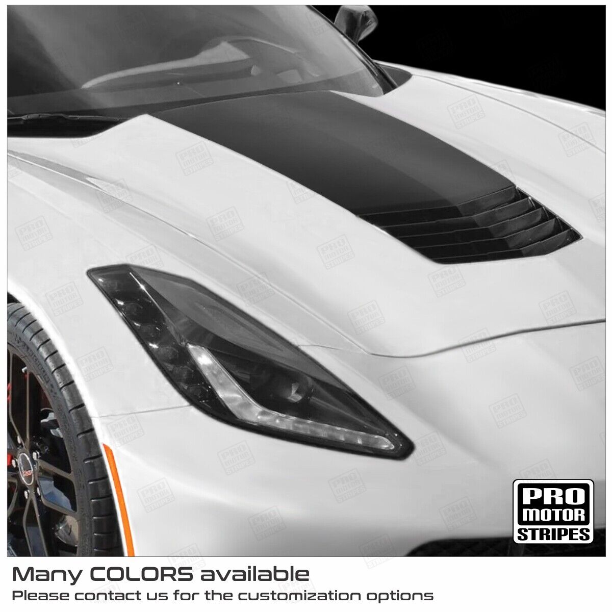 Chevrolet Corvette C7 Base 2014-2019 Hood Accent Decal Stripes (Choose Color)