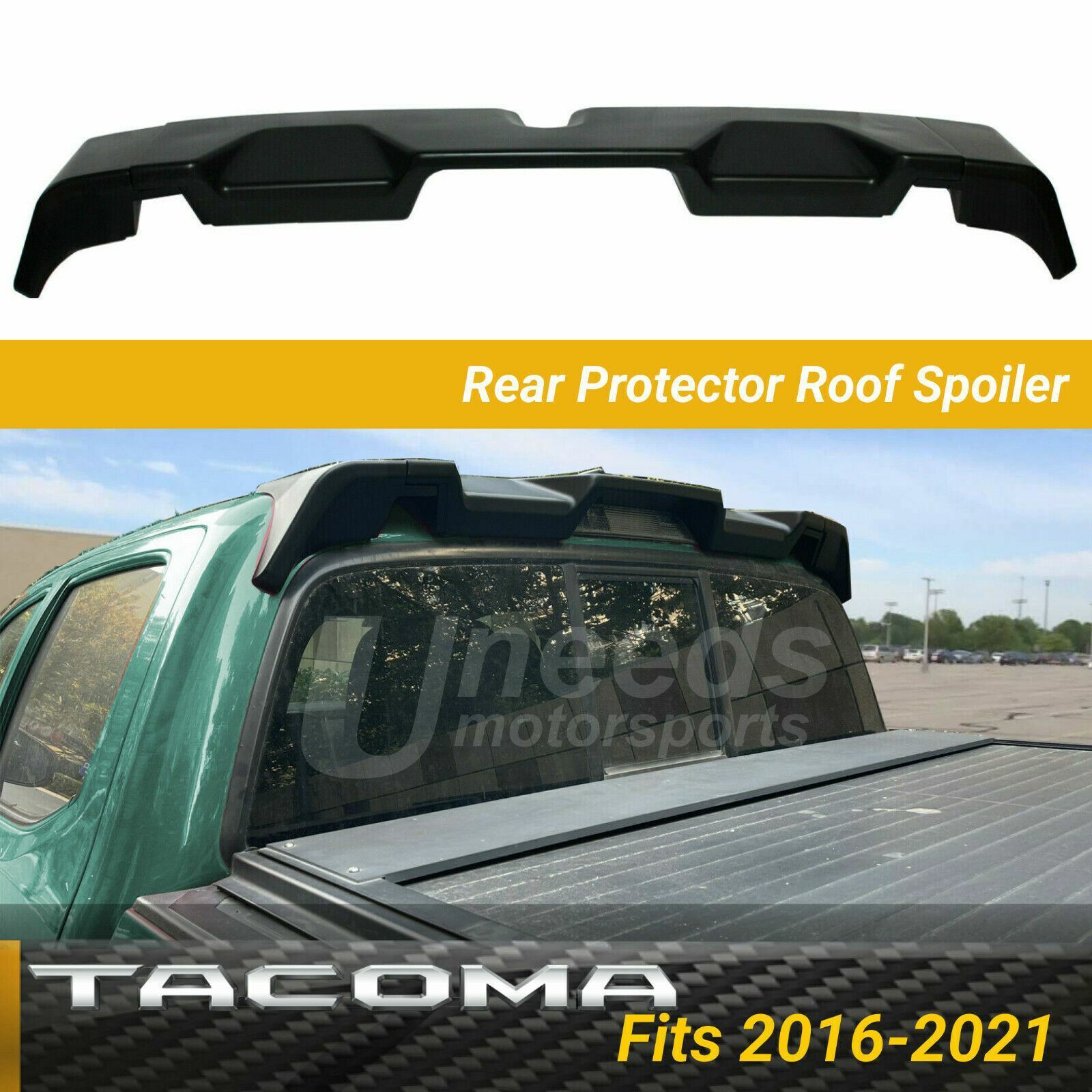 Fits 2016-2022 Toyota Tacoma Black Rear Protector Truck Cab Spoiler