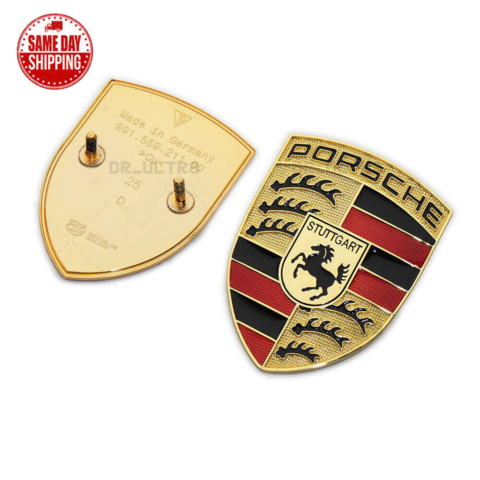 Gold Classic Custom Porsche Hood Crest Emblem Badge fits ALL popular models