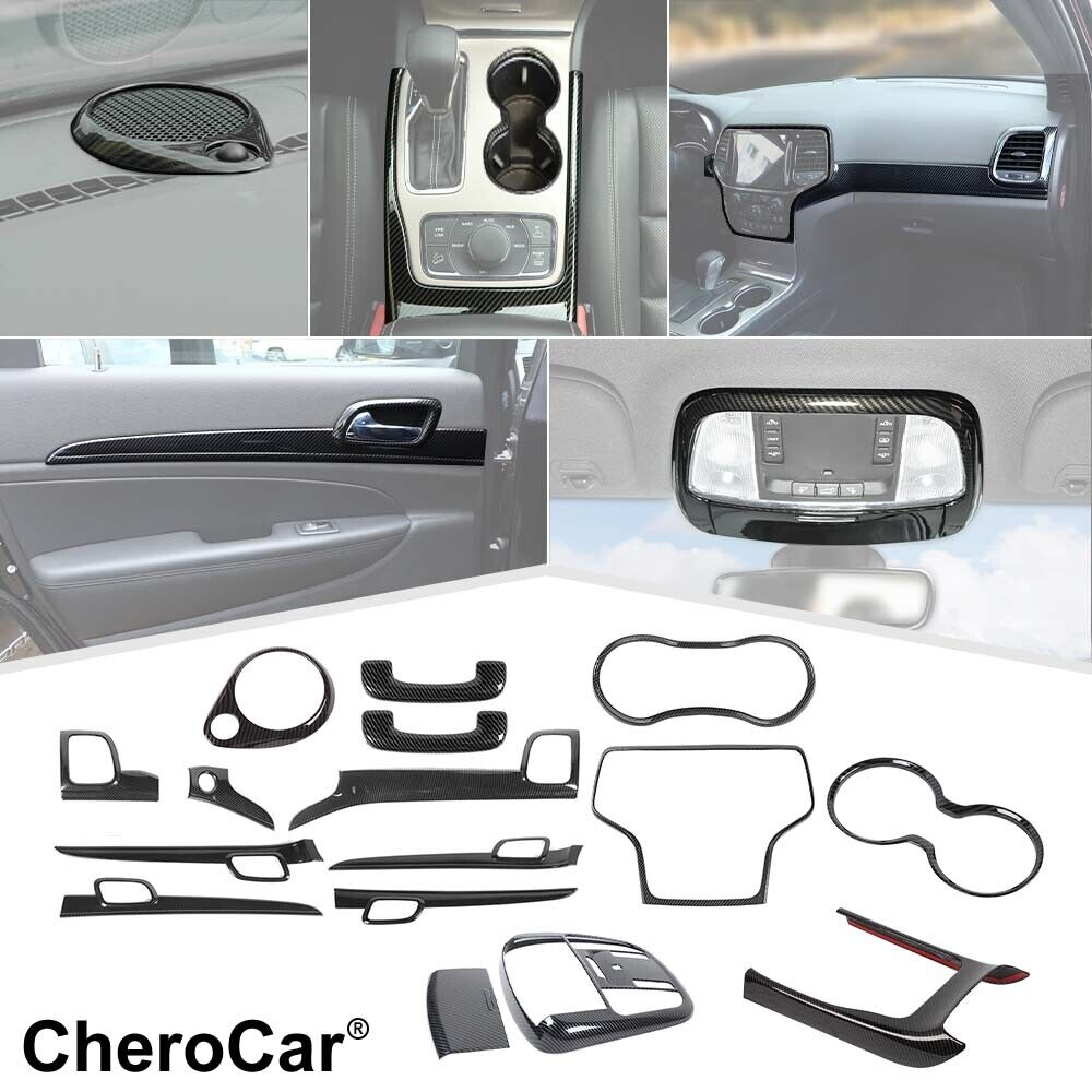 16X Carbon Fiber Interior Dash Panel Trim Full Kit for 2011+ Jeep Grand Cherokee