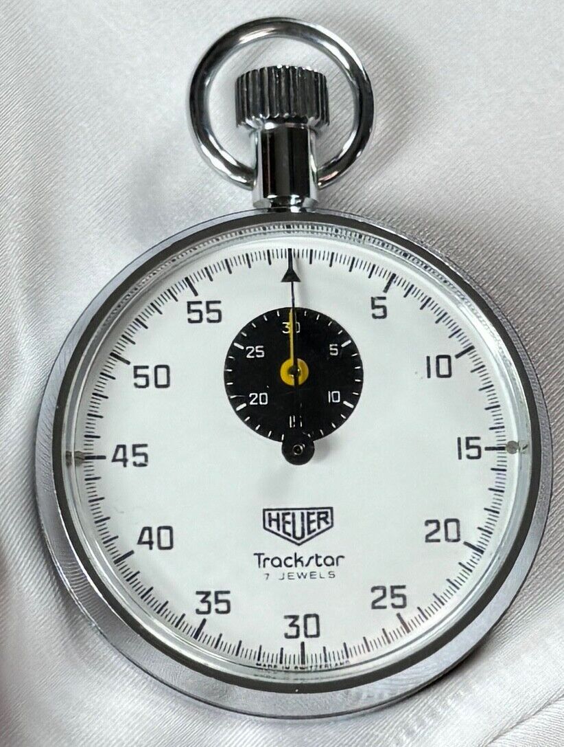 Excellent Vintage Heuer Trackstar 7 jewel Stopwatch/Timer, Rare Switzerland Made