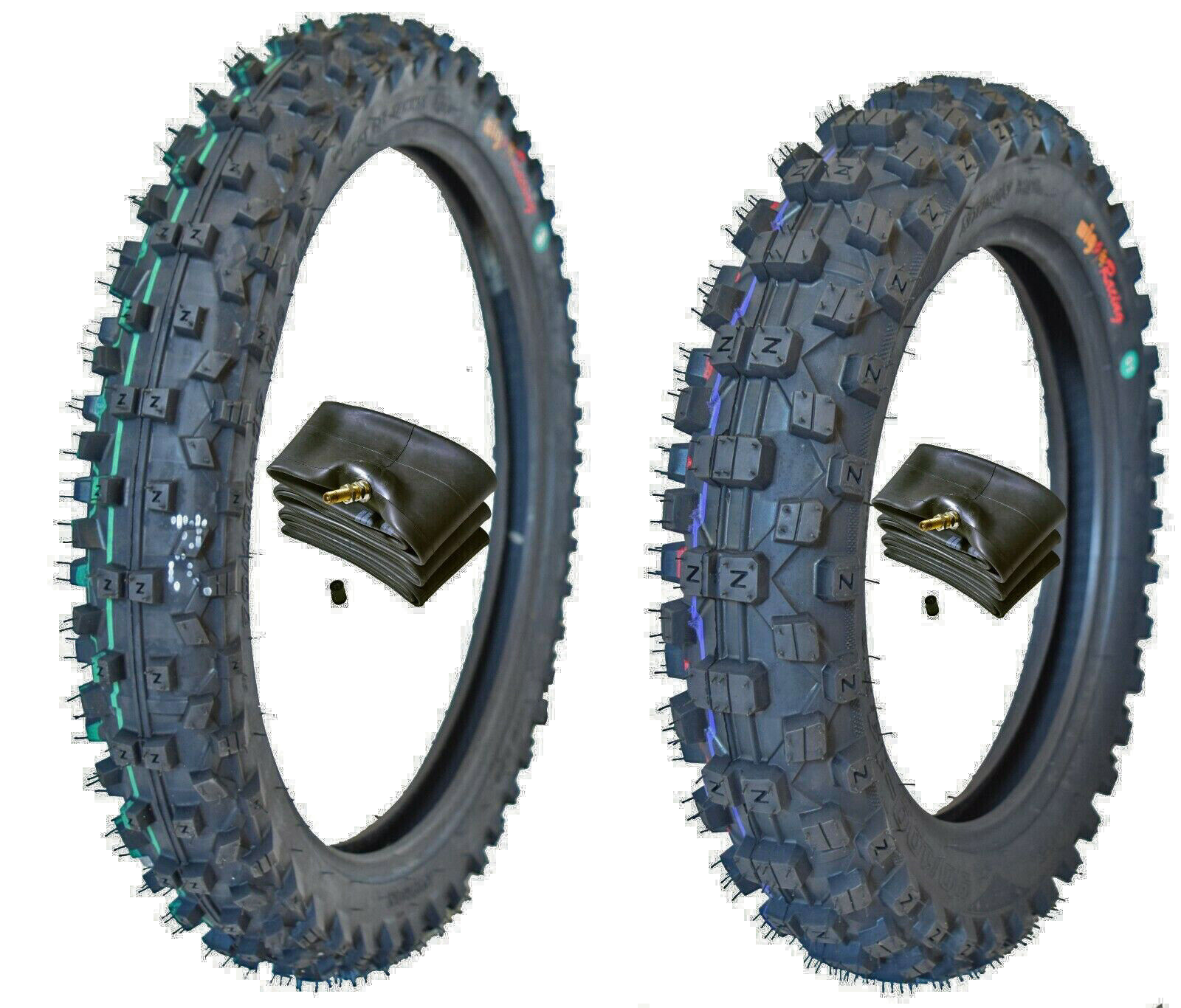 WIG Racing 80/100-12 (3.00x12) and 60/100-14 (2.5x14) Tire and Tube Combo
