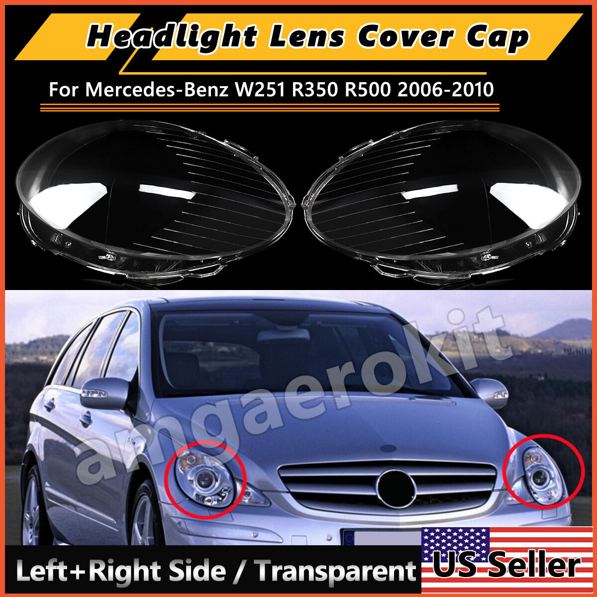 For Mercedes-Benz W251 R350 R500 2006-2010 Right Left Side Headlight Lens Shell