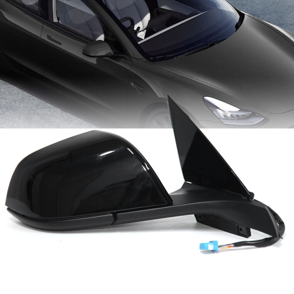 Black Right Side Mirror For Tesla model 3 17-23 Power Fold Memory Recall Heated