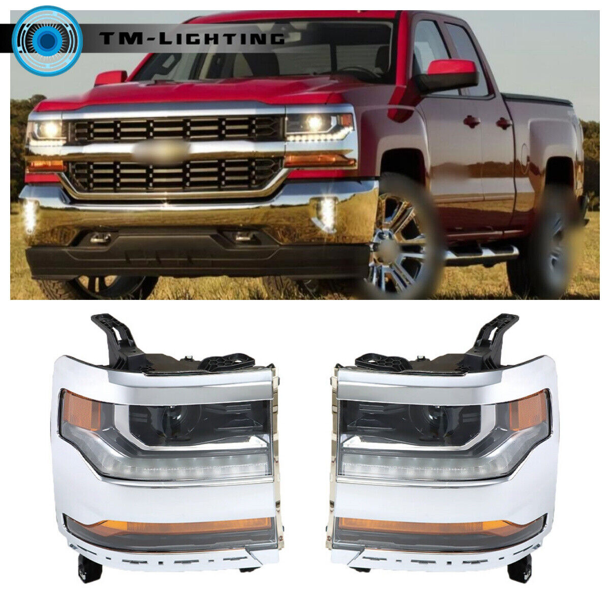 For Chevy Silverado 1500 2016-2018 HID/Xenon LED Left&Right Side Headlight