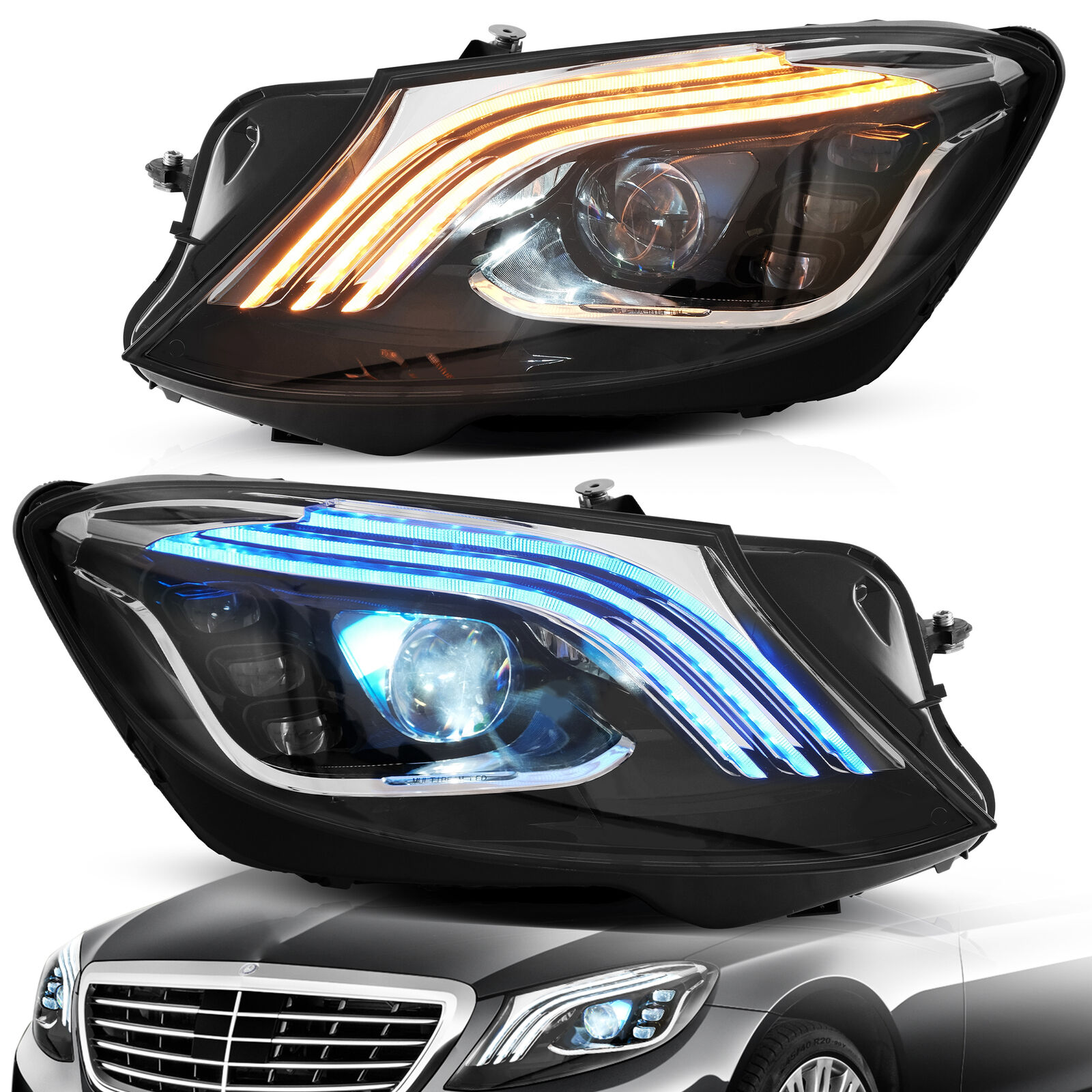 VLAND LED Headlights For Mercedez Benz S-Class 2014-2017 w/DRL Startup Animation