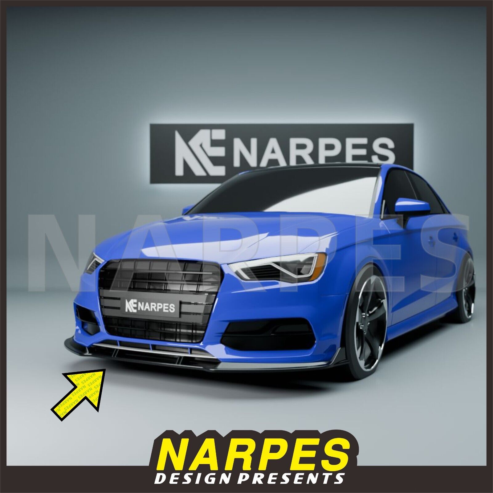 Narpes Front Lip For Audi S3 (A3 Prestige) 2015 2016 Splitter Body kit-Painting