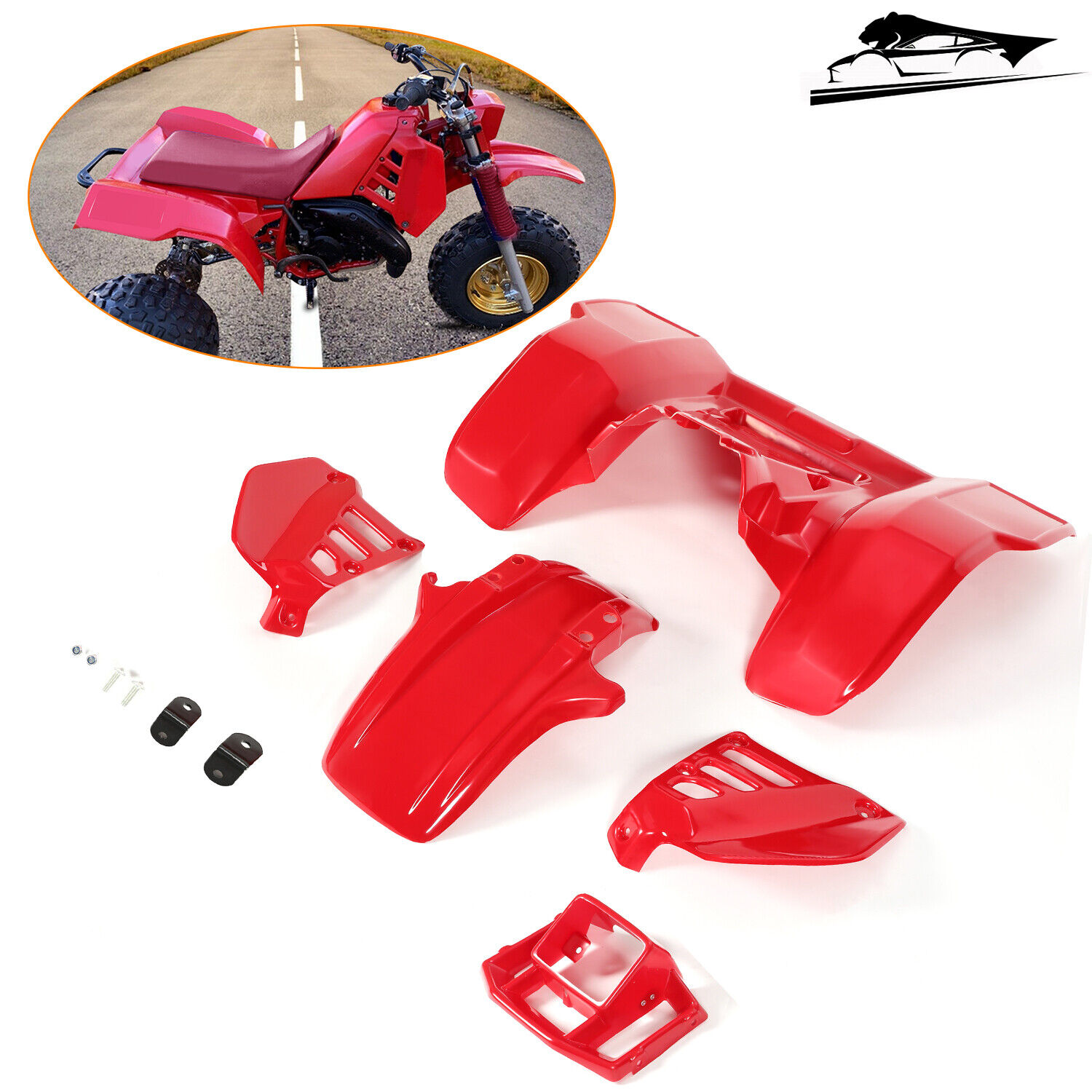 NEW FOR HONDA ATC250R ATC 250R 85 RED FRONT AND REAR FENDER COMPLETE SET 1985