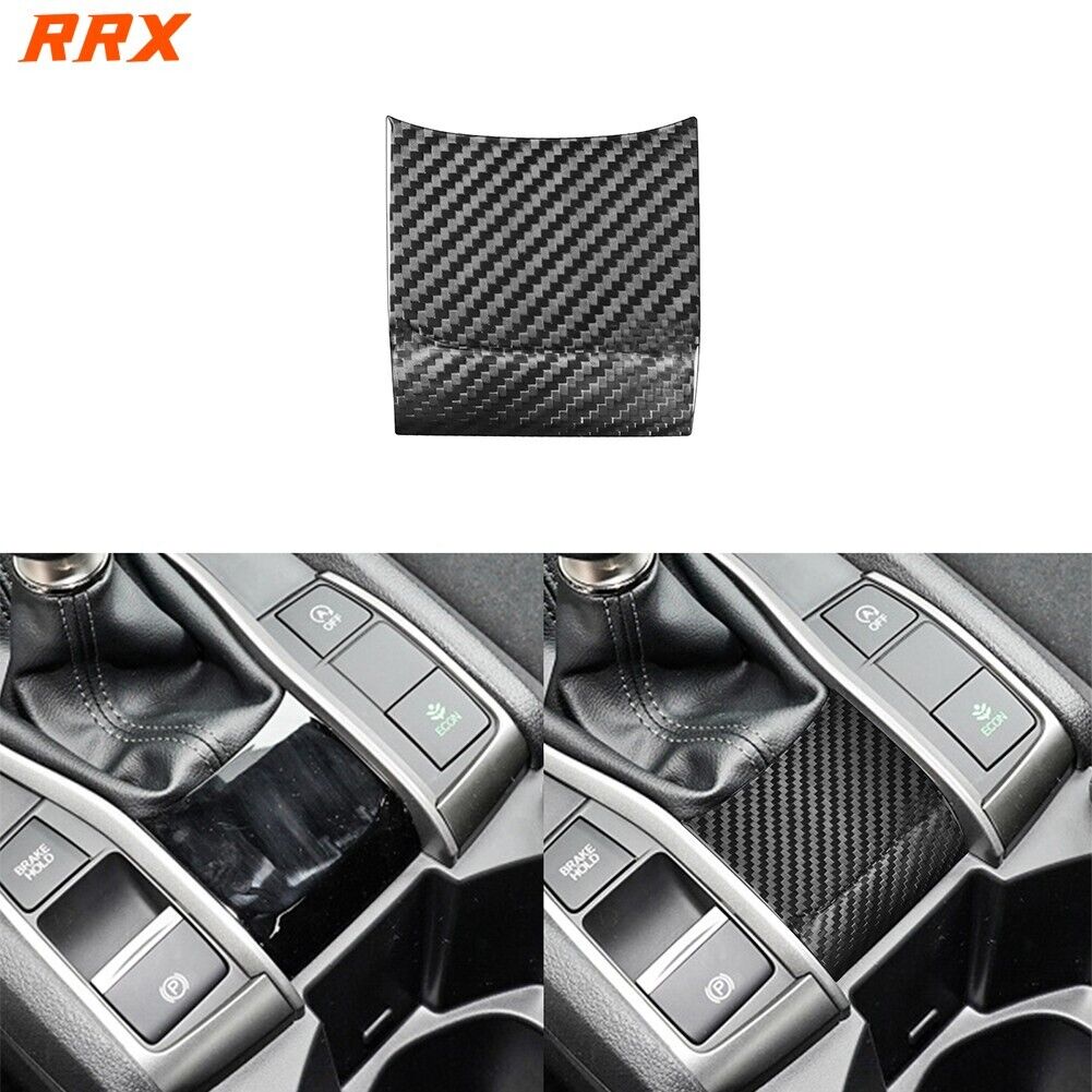 Dry Carbon Fiber Console Manual Gear Shift Base Cover For Honda Civic 10th 16-21