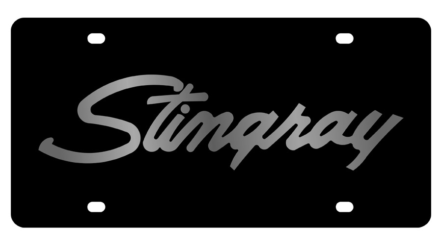 Stealth Black Premium Carbon Steel License Plate 3D Chevrolet Stingray Emblem