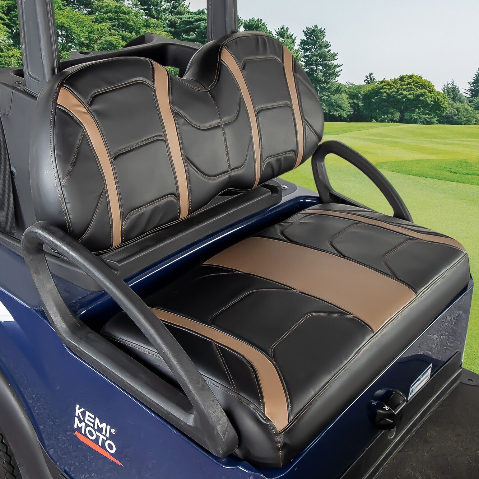 KEMIMOTO Brown Black Golf Cart Seat Cover For Club Car Precedent/ Tempo/ Onward