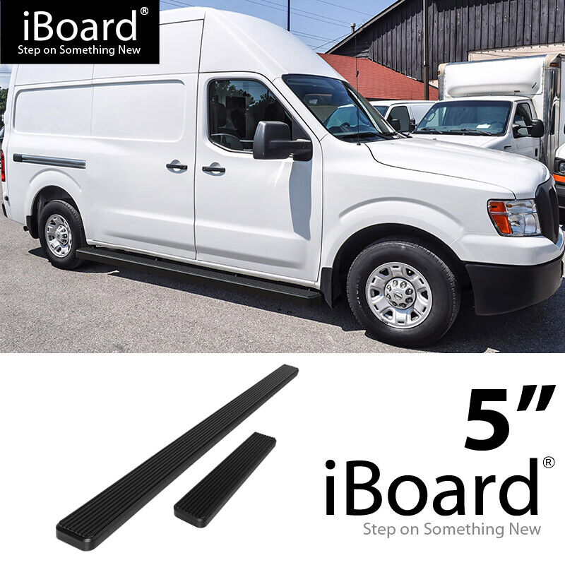 iBoard Running Boards 5in Black Fit 12-21 Nissan NV 1500 2500 Full Size Van