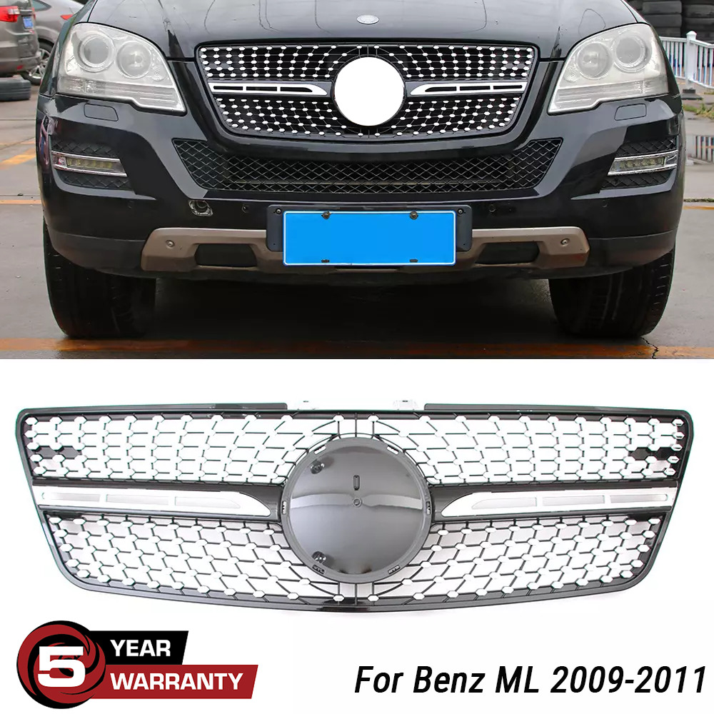 Chrome Front Grille For Mercedes Benz ML-Class W164 ML350 ML500 ML550 2009-2011