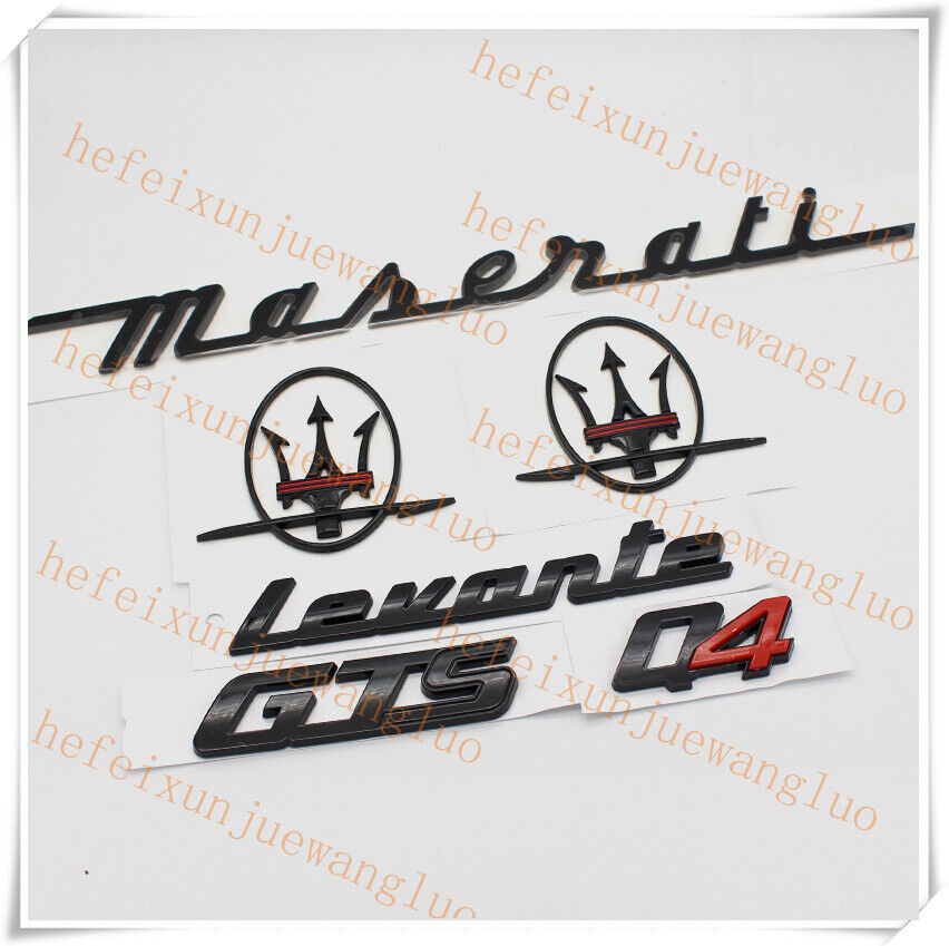 6pc Glossy Black Emblem For Maserati Levante GTS Q4 Side Trunk Badges Nameplate