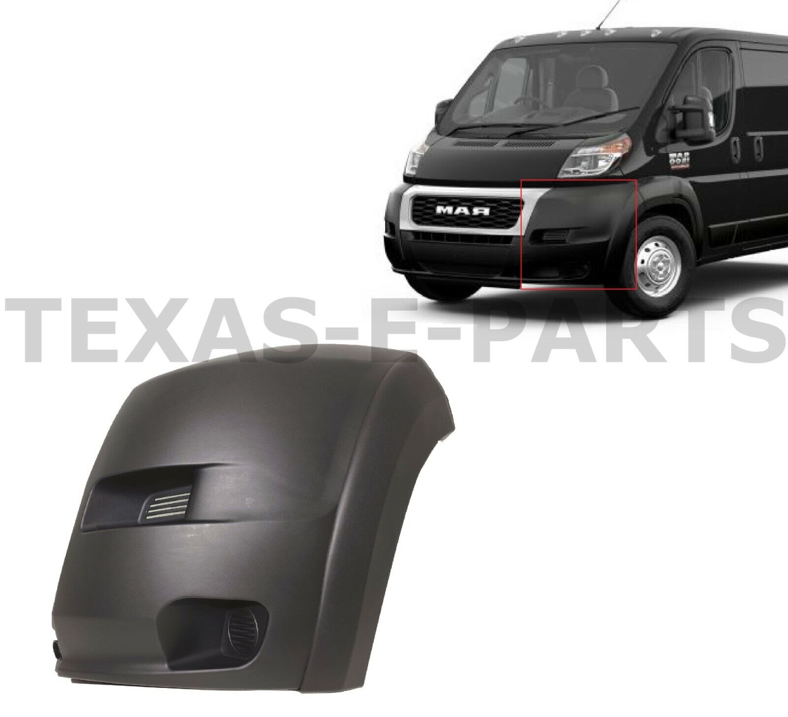 New Fits 2019-2022 Ram Promaster Left Front Bumper Cover W Flare Black 1500-3500