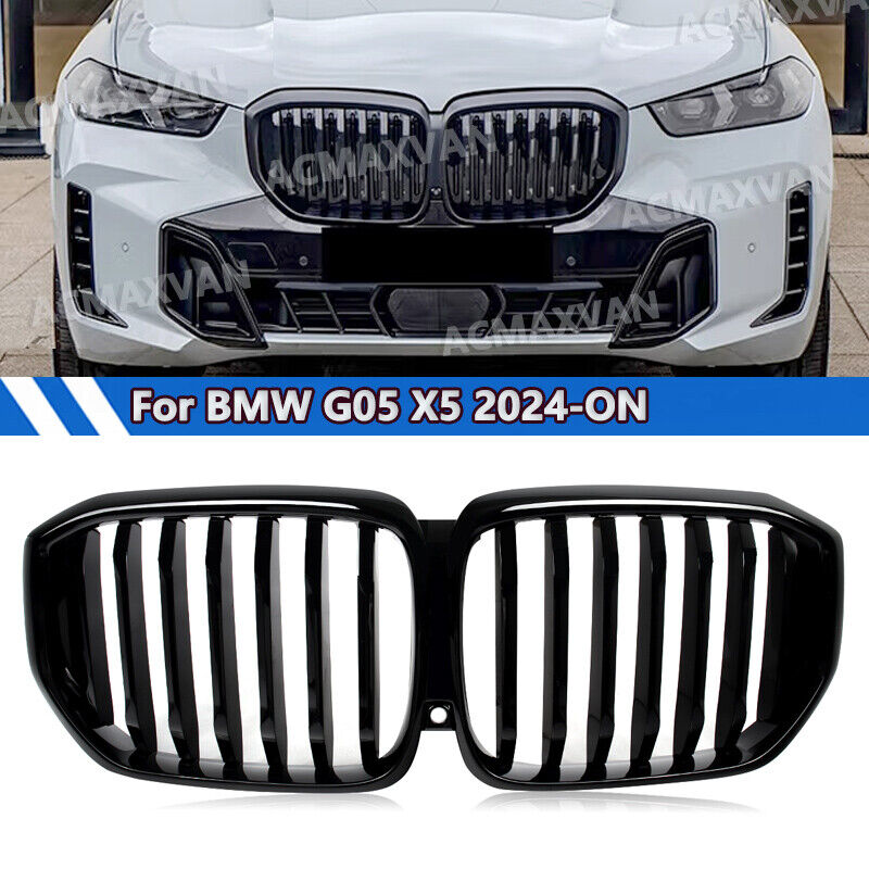 1pc Front Bumper Grille Mesh Grill Fit For BMW G05 LCI X5 2023-2024 Gloss Black