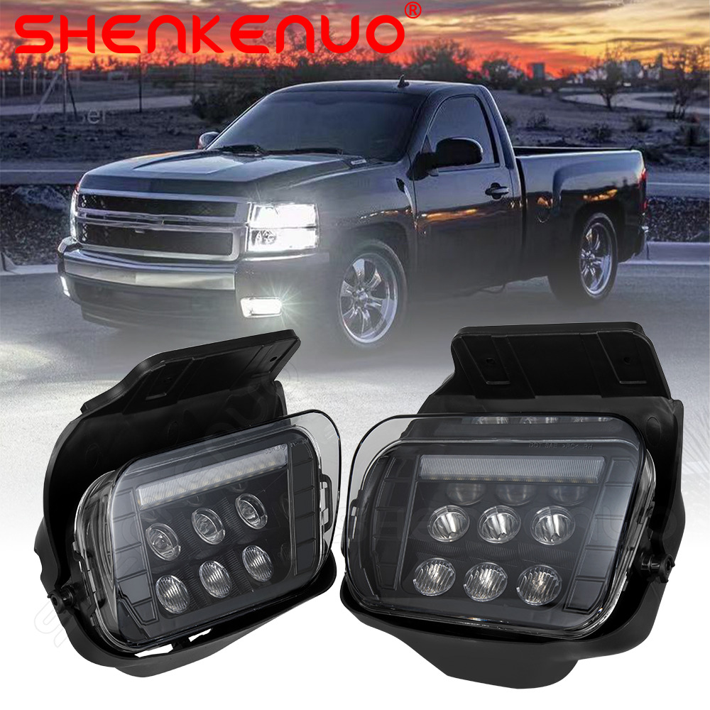 Front LED Fog Lights DRL For Chevy Silverado 2003-2006 Avalanche 2002-2006 2Pcs