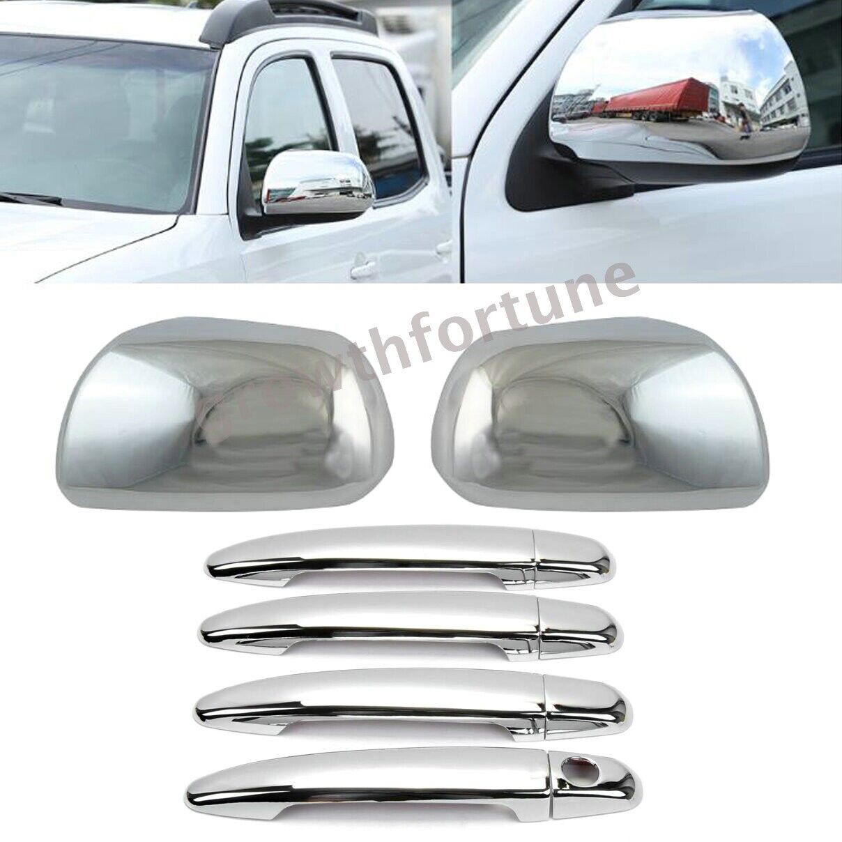 10Pcs/Set Chrome Mirror+Door Handle Lid Cover Trim For Toyota Sienna 2011-2020