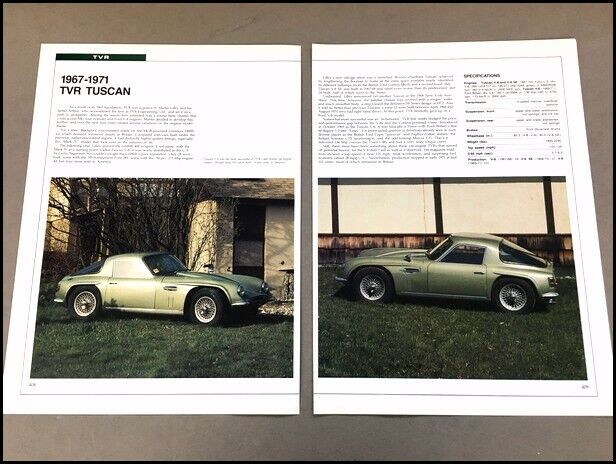 TVR Tuscan Car Review Print Article with Specs 1967 1970 1971 1968 1969 P408