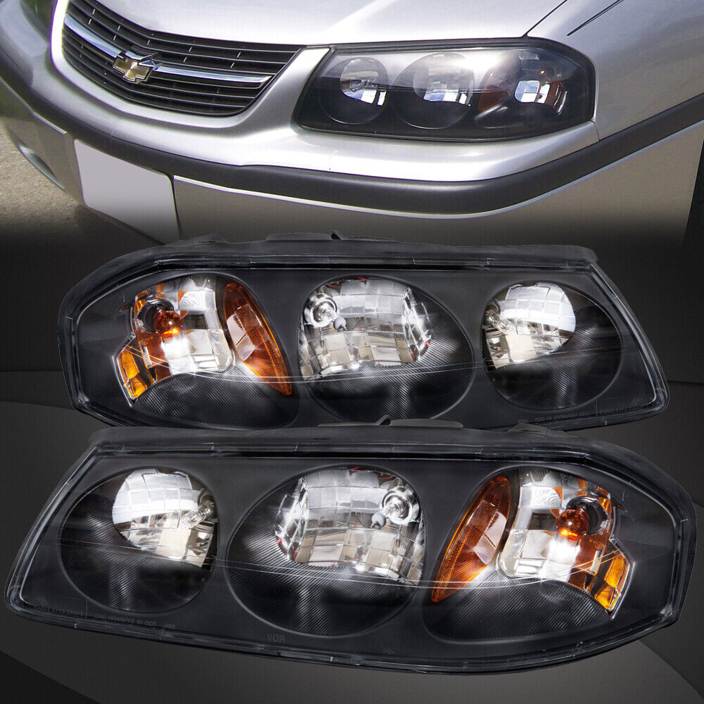 Headlights Headlamps Left+Right Pair Set Fits 2000-2005 Chevrolet Impala