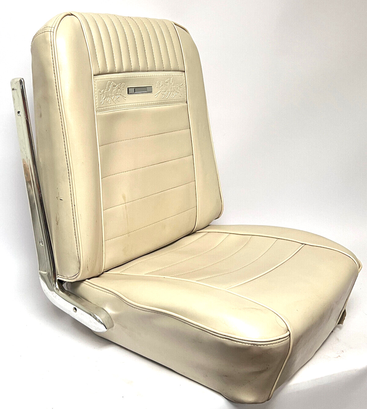 1965 1966 Mustang Deluxe Pony Front PSNGR Bucket Seat, Cream White, OEM Complete