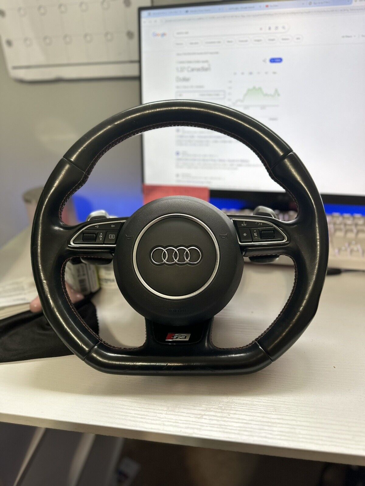 AUDI S3 2014 FLAT BOTTOM STEERING WHEEL WITH PADDLE SHIFTERS
