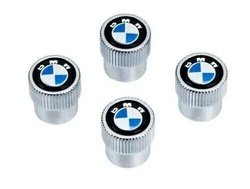 New Genuine BMW Logo Valve Stem Silver Caps Cover (2001-2023) OE 36110421544
