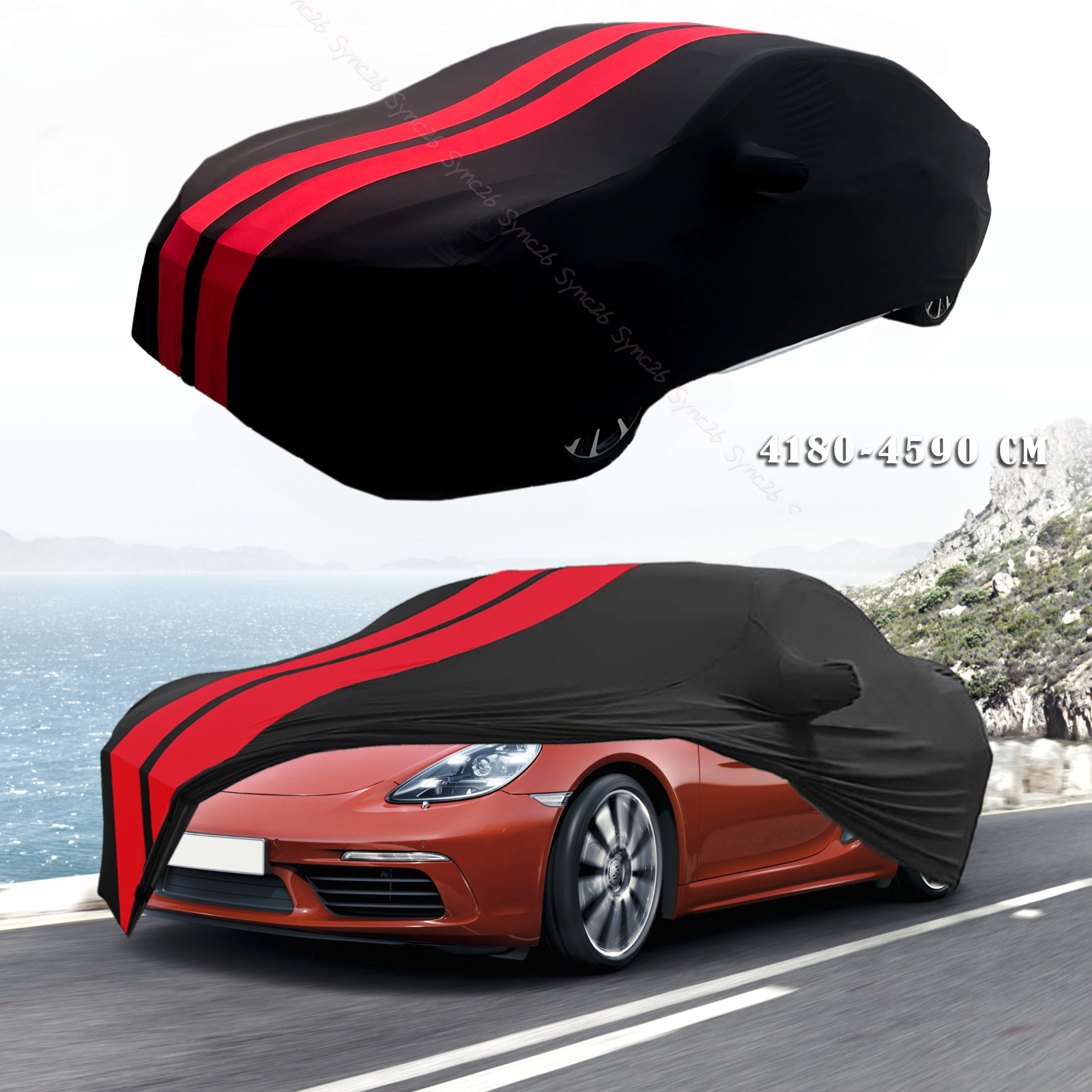 Red/Black Indoor Car Cover Stain Stretch Dustproof For Porsche 718 911 928