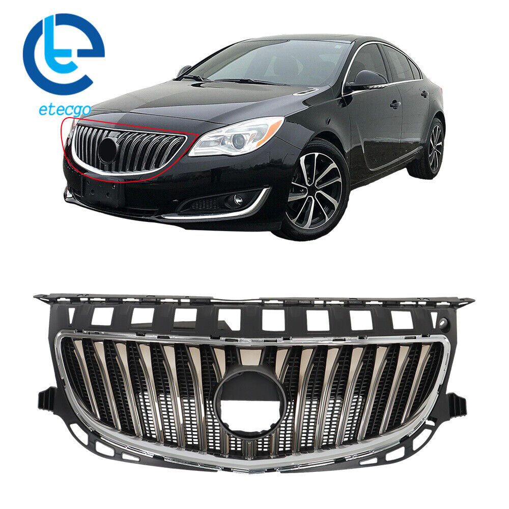 For 2015-2017 Buick Regal Front Bumper Upper Grille Assembly Black&Chrome W/O GS