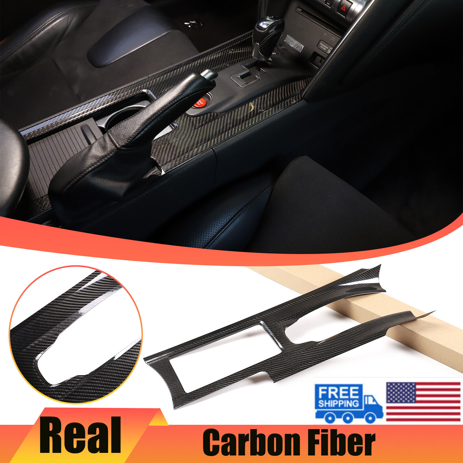 Real Dry Carbon Fiber for Nissan GTR R35 Central Console Gear Shift Panel Cover