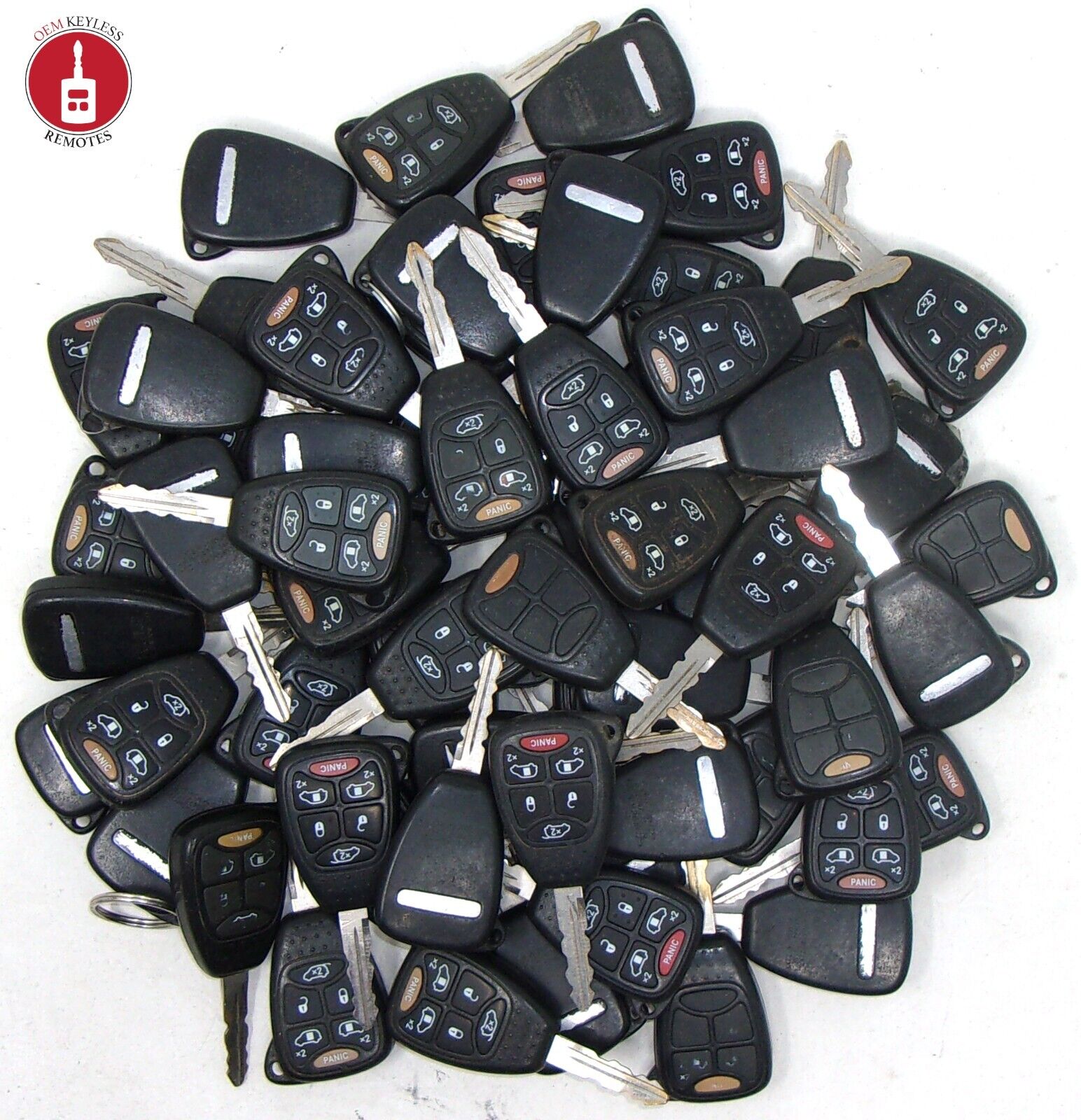 OEM Lot of 62 Chrysler/Dodge Remote Head Key Combos 6 Button -Used- M3N5WY72XX