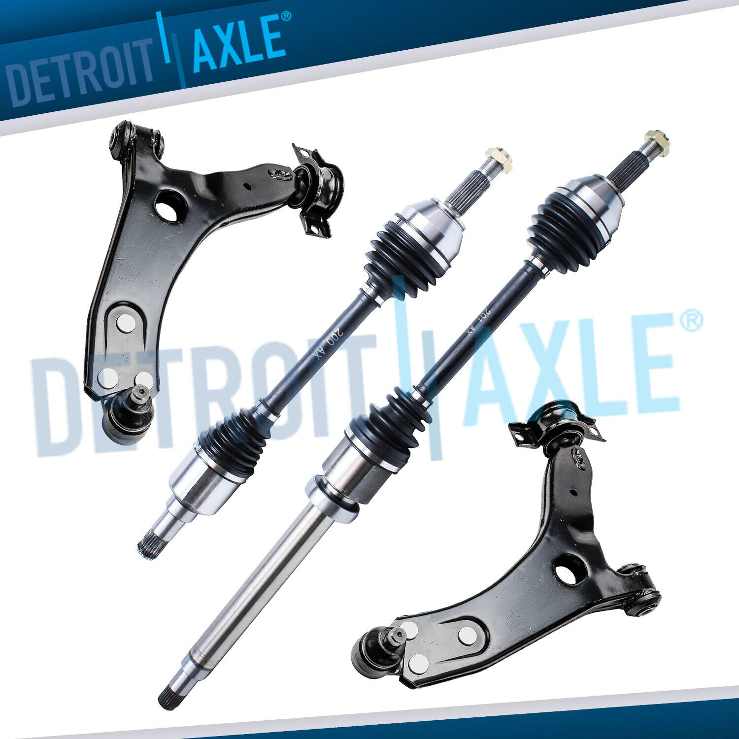 2001-2004 Ford Focus 4pc Front CV Axle Shafts & Control Arms DOHC 5 Speed Manual