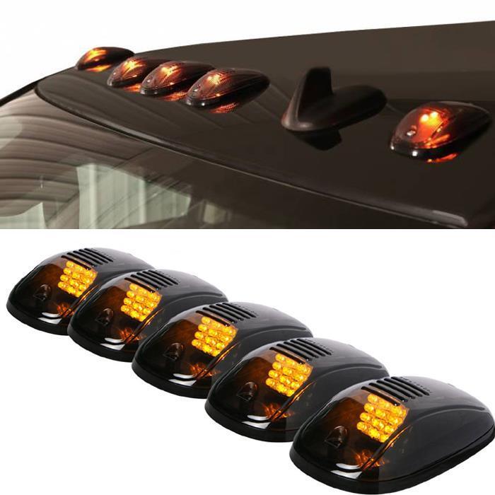 5pcs Truck/SUV Smoked Lens Roof Top Full Amber LED Running Parking Cab Lights