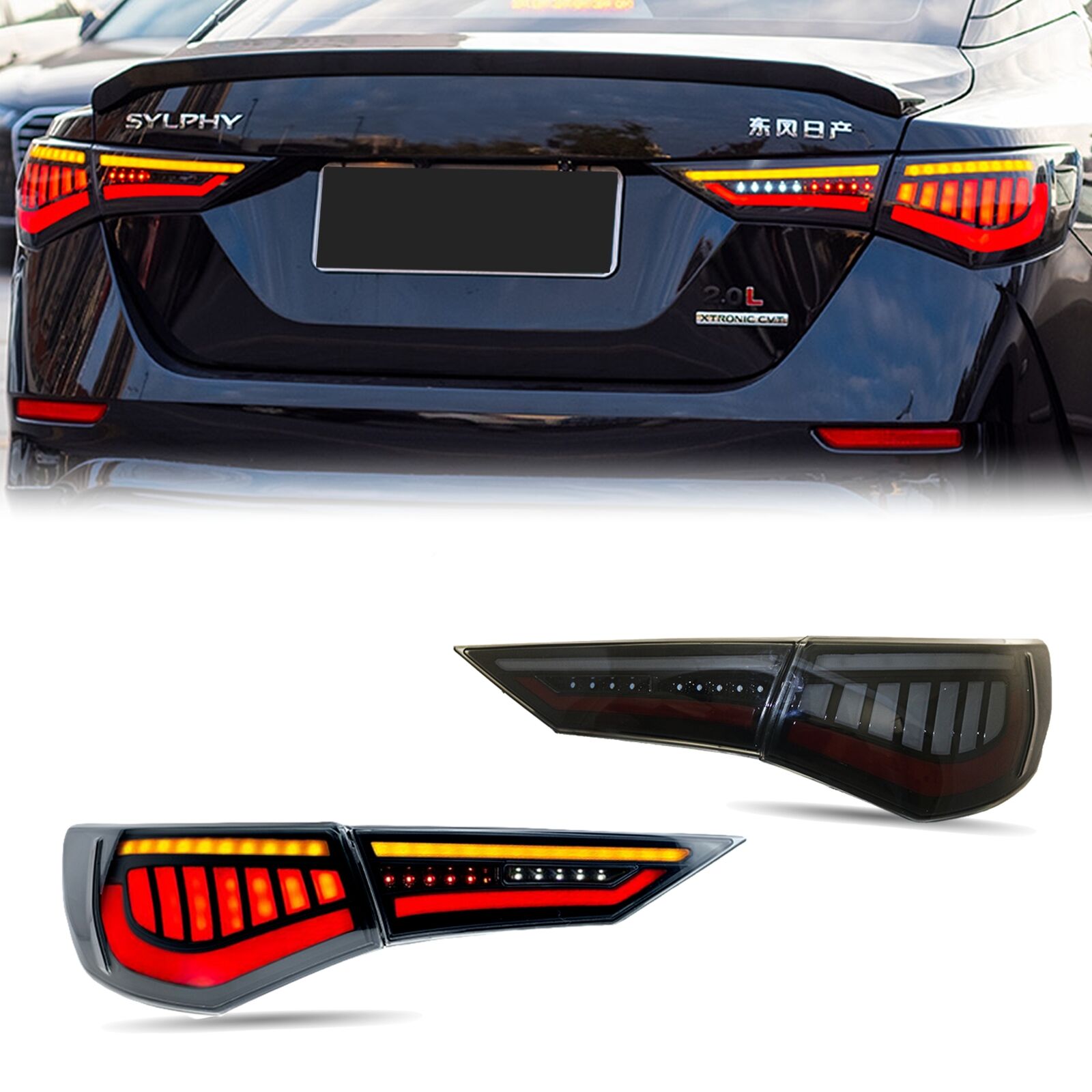 LED Tail Lights for Nissan Sentra 2020-2024 SR Animation Sequential Rear Lamps 