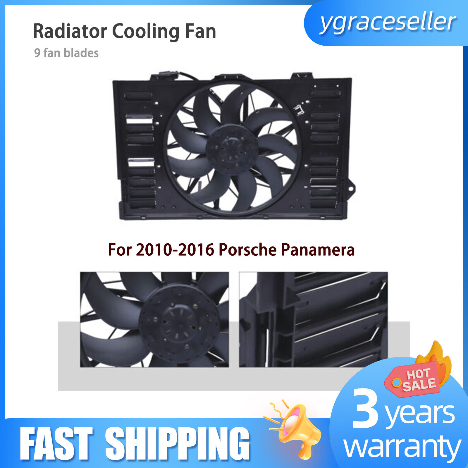For Porsche Panamera 2010 2011 2012 2013-2016 Radiator Cooling Fan Cooling Fan