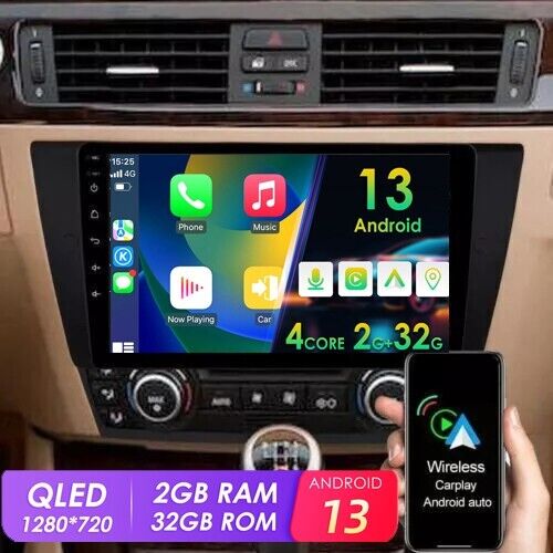 2+32G For BMW E90 M3 325i 328i 335i Android 13 Car GPS Stereo Radio CarPlay QLED