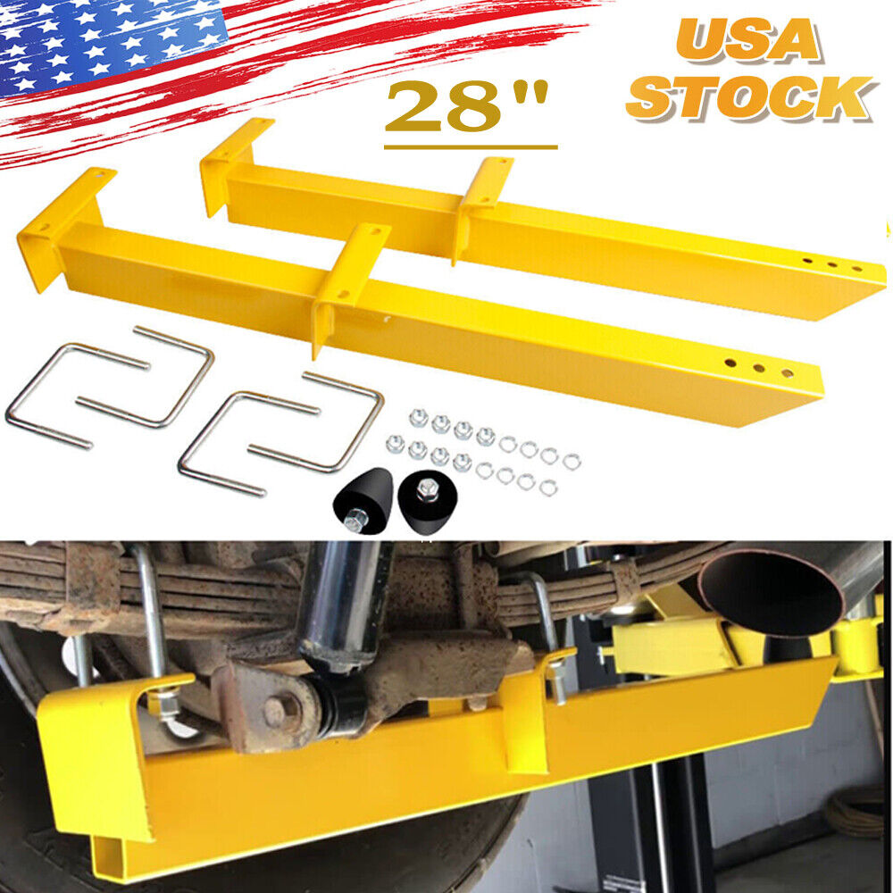 Pair Universal Leaf Spring Traction Bars Yellow Powder Coat Finish Steel Kit