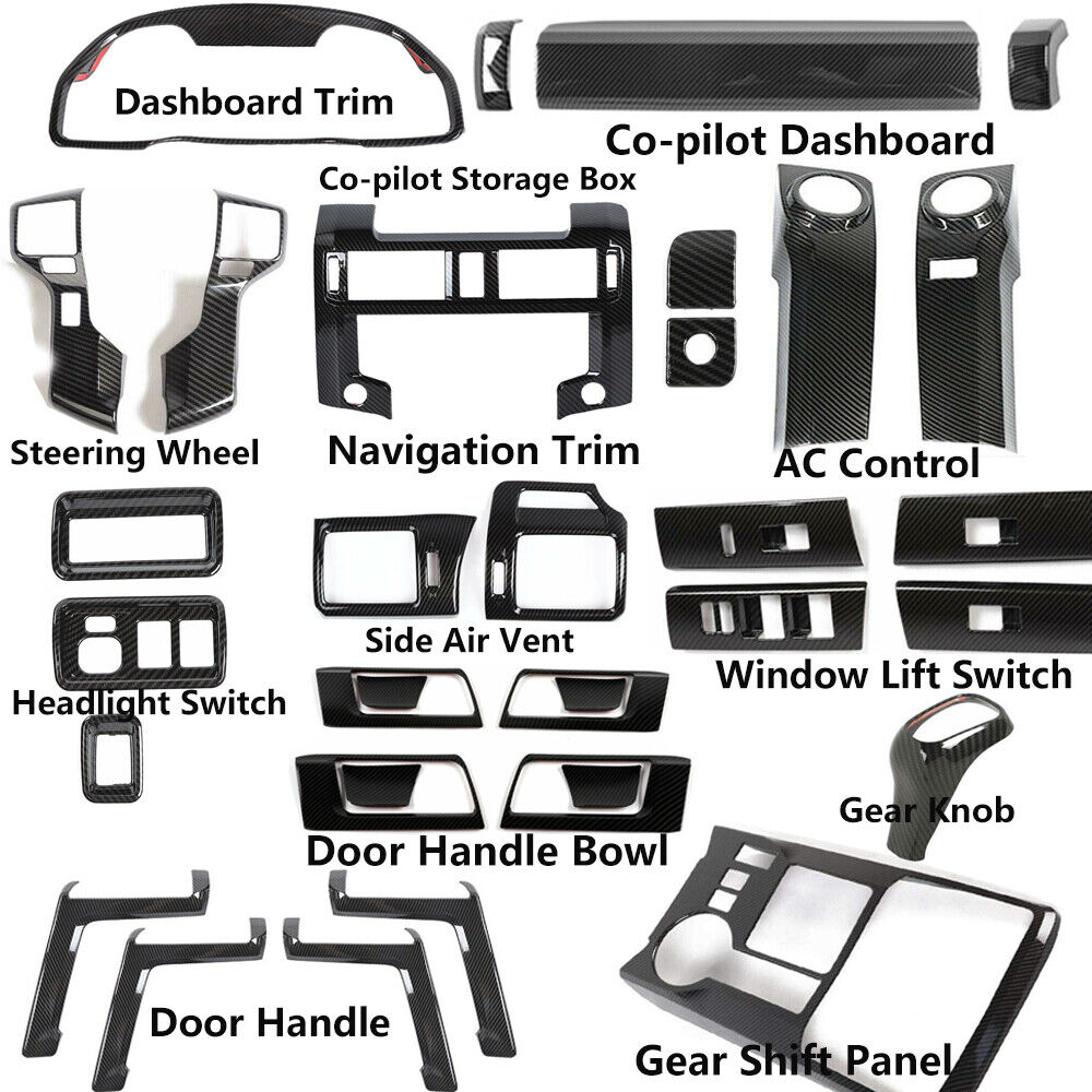 34pcs Carbon Fiber Interior Console Cover Trim Kit Accessories For 4runner 2010+