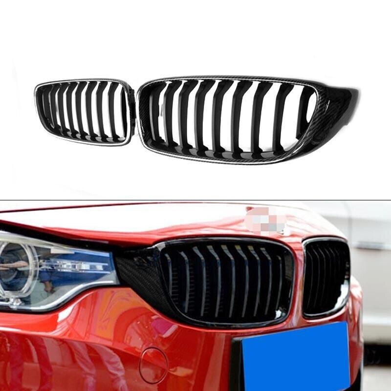 For 2014-2020 BMW 428i 435i 440i Carbon Fiber Print Look Front Kidney Grille