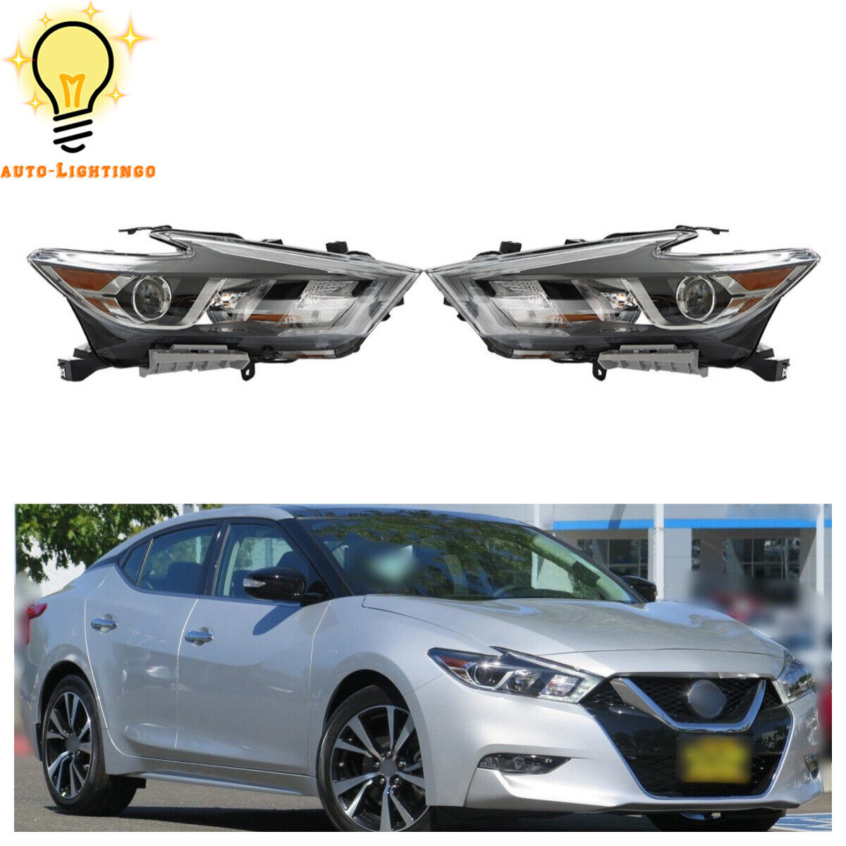 For 2016-2018 Maxima S|SL|SV Headlights Headlamps Assembly Left&Right Side