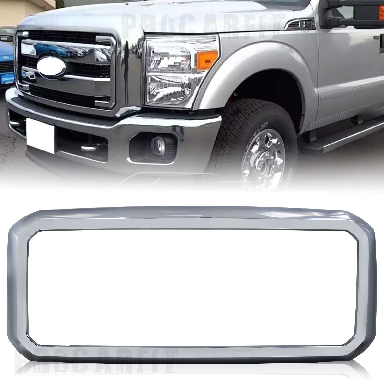 Grille Shell For 2011-2016 Ford F-250 Super Duty F-350 Super Duty Chrome Plastic