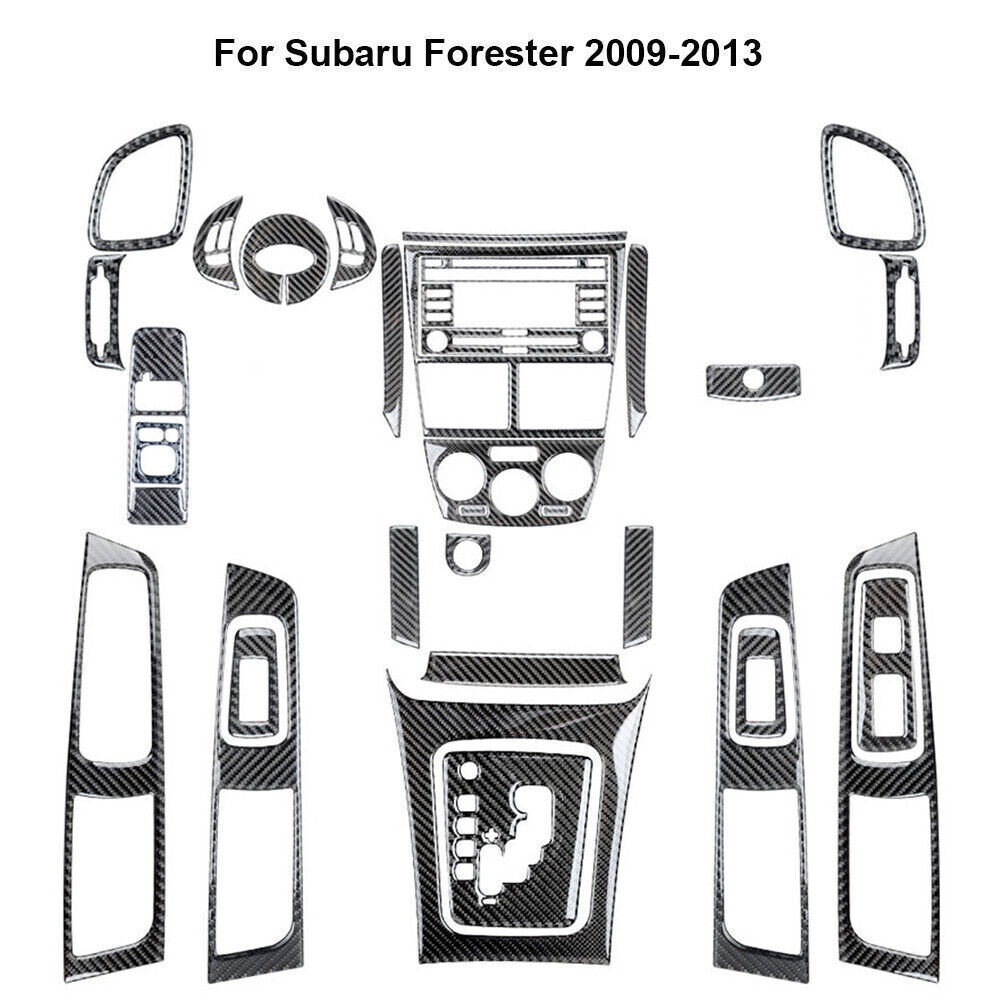 34Pcs For Subaru Forester 2009-2013 Carbon Fiber Full Interior Kit Cover Trim