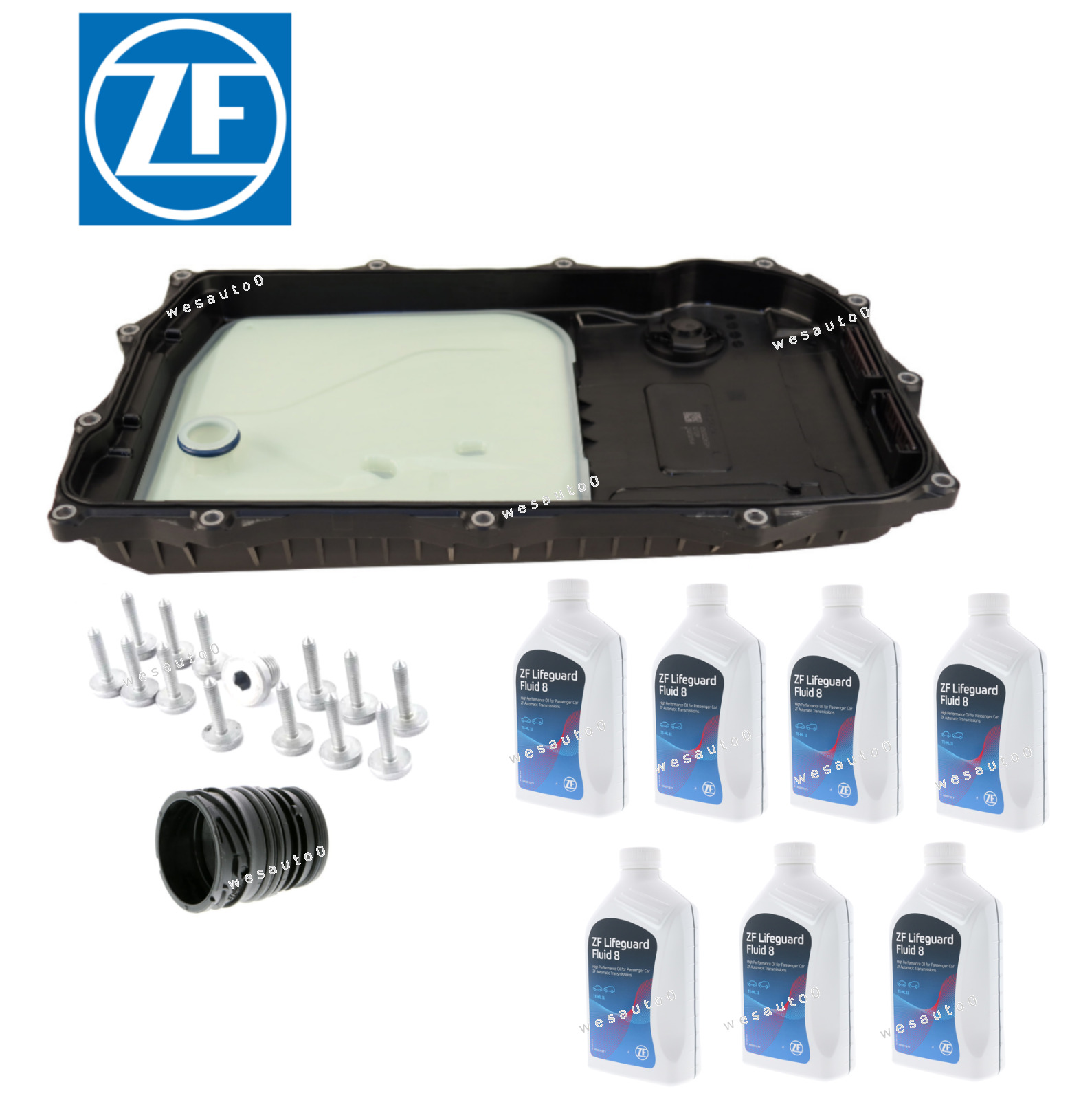 OEM Transmission Oil Pan Filter Gasket Seal Bolt Kit + 7L ATF Fluid OEM for BMW