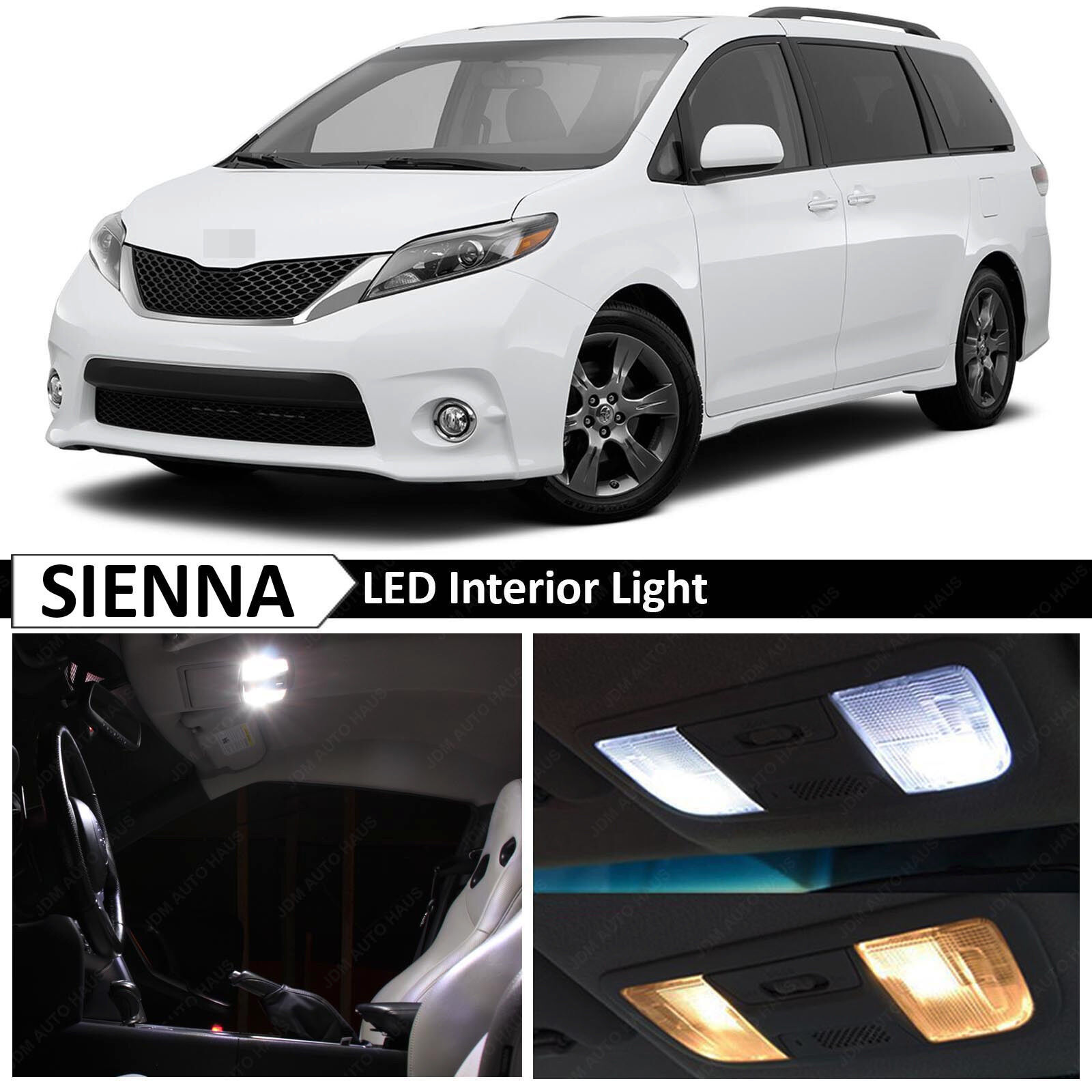 21x White Interior Map Dome LED Lights Bulb Package Fits Toyota Sienna 2015-2017